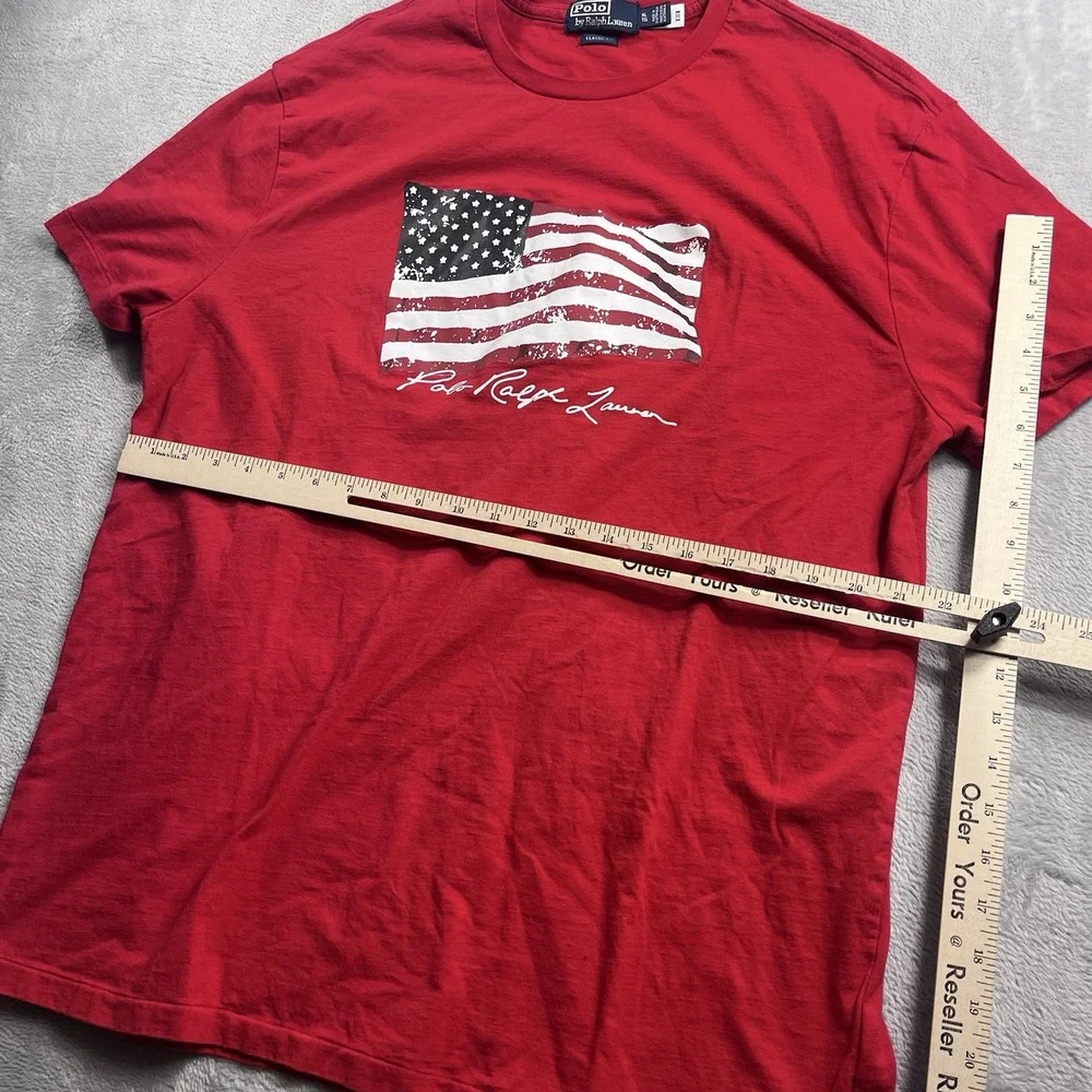 Polo Ralph Lauren Classic Fit American Flag Jersey T-Shirt Size XL‎